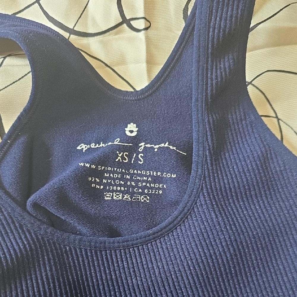 #104. Navy Ribbed Tank and Leggings Set - Picture 8 of 8